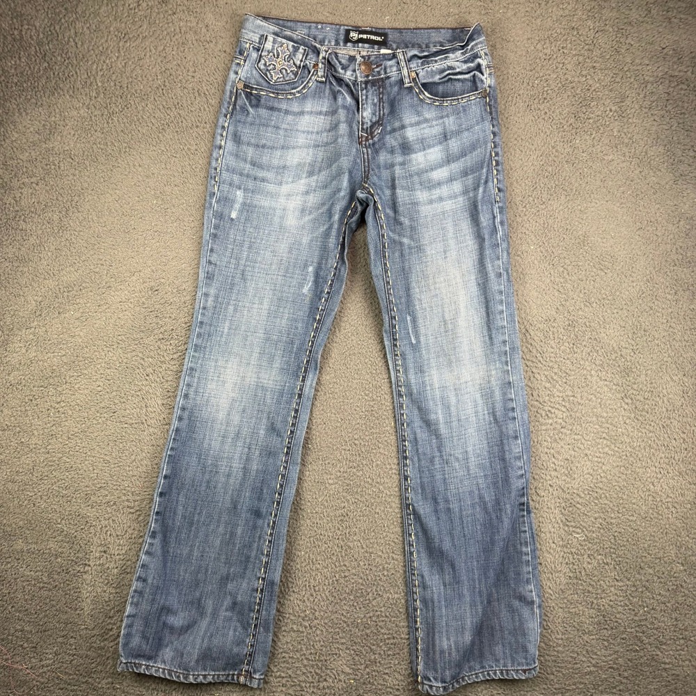 Petrol Jenna Jeans Womens 4 W27 L32 Embroidered Cross Low Rise Bootcut Denim